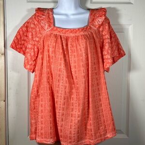Ces Femme Coral Eyelet Blouse